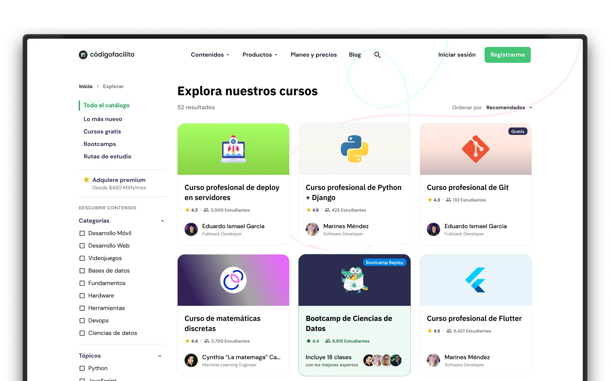 Explorador de cursos