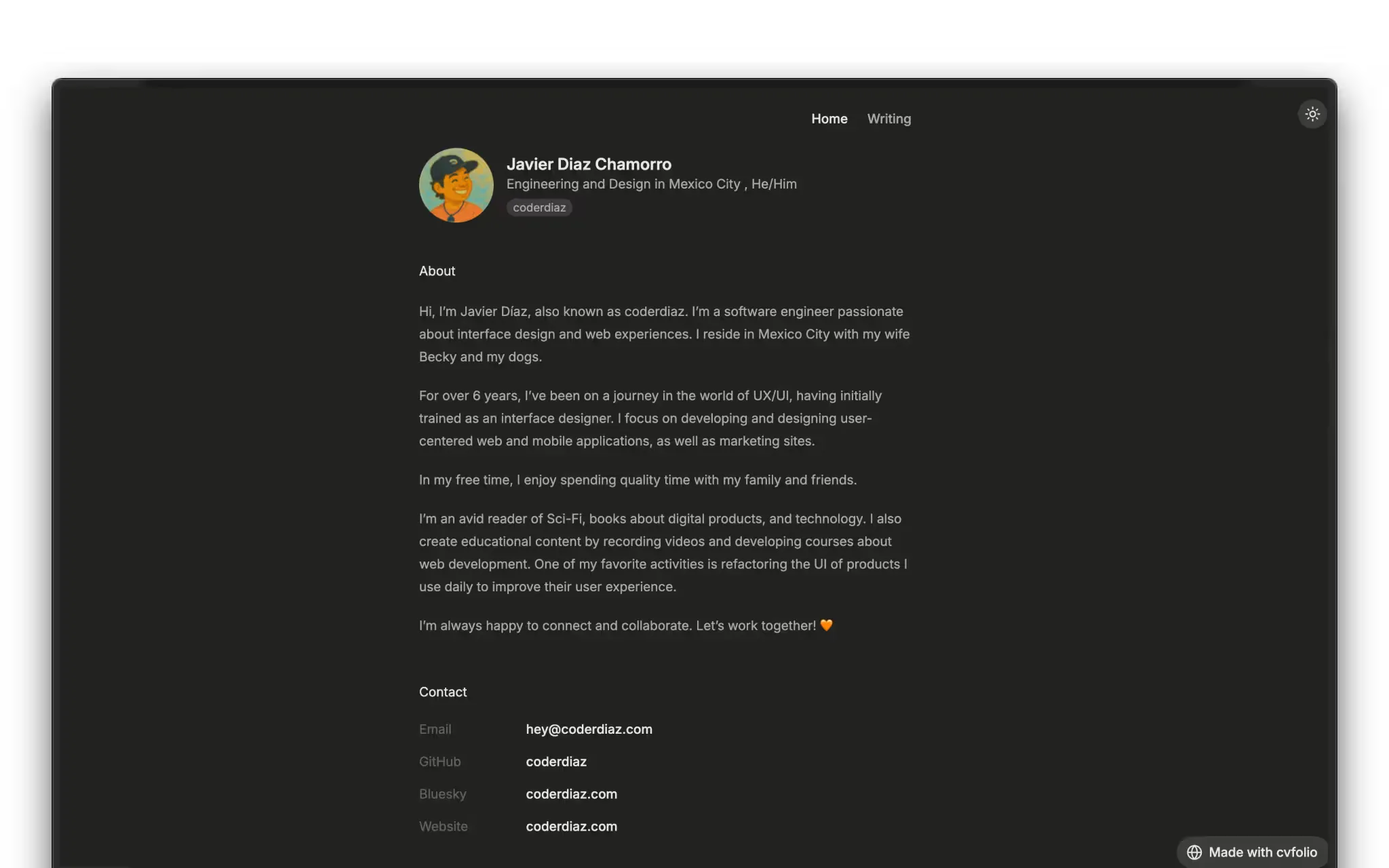 CVfolio an astro template for developers and designers