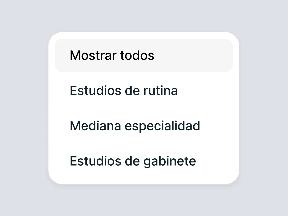 Opciones de filtrados