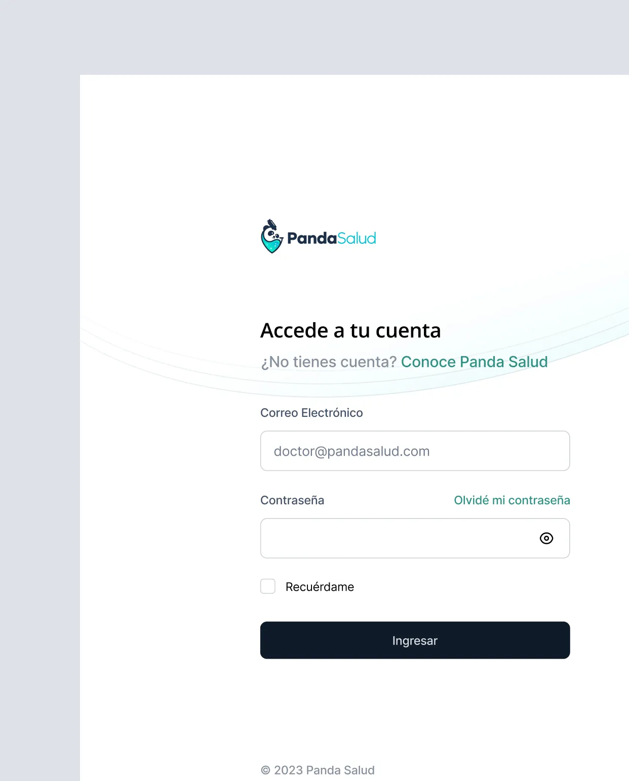 Pantalla de nicio de sesión