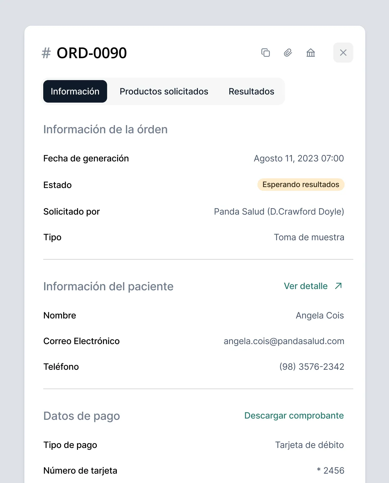 Detalle de un análisis clínico