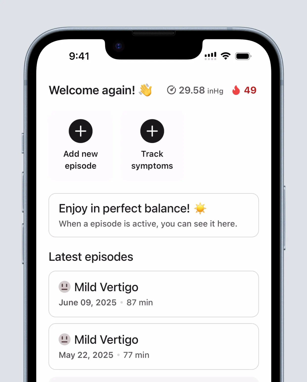 Pantalla principal de la aplicación