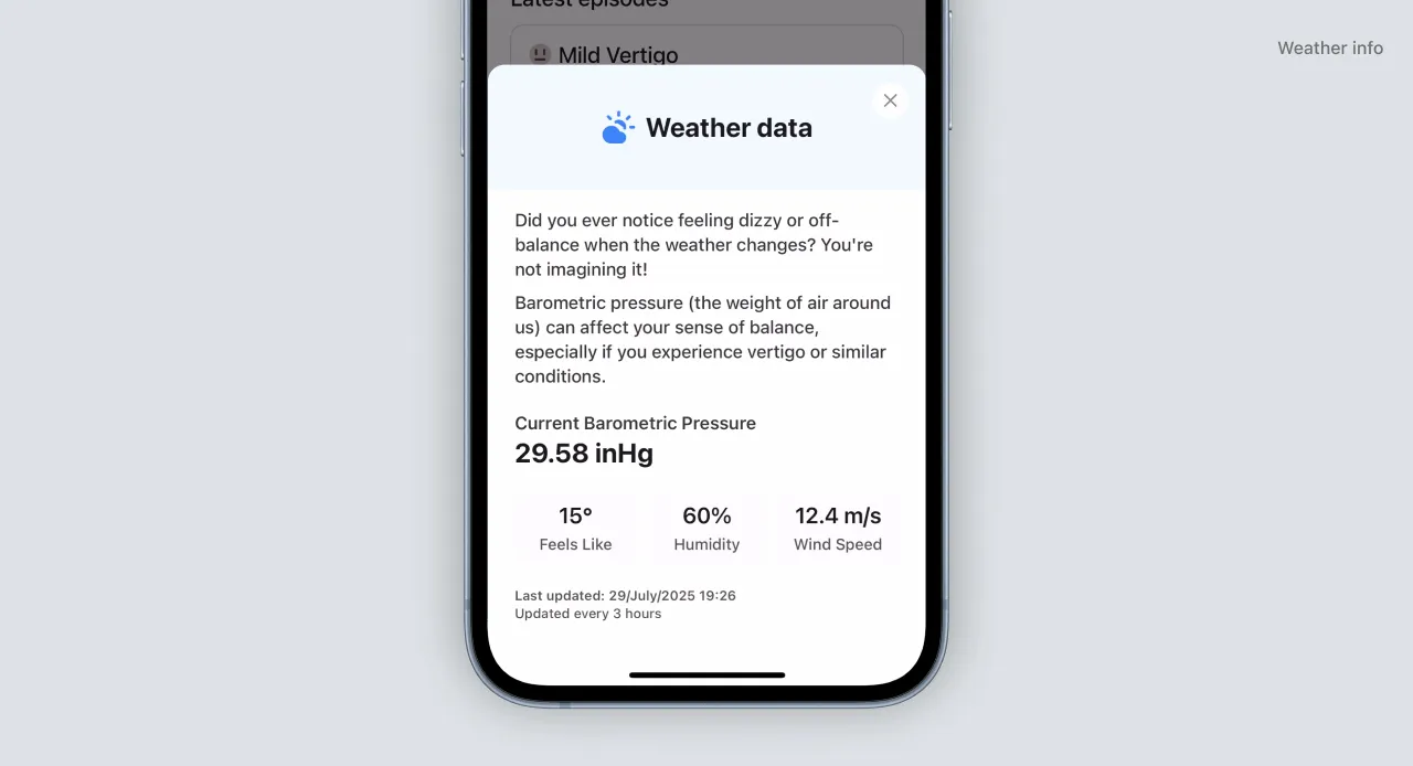 Pantalla de condiciones climáticas