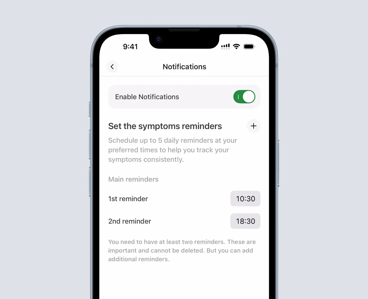 Pantalla de recordatorios